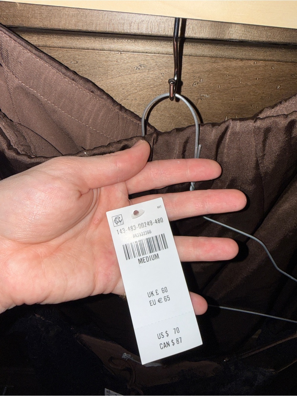 Abercrombie & Fitch Brown Satin Chemise with Black Lace - Picture 3 of 5